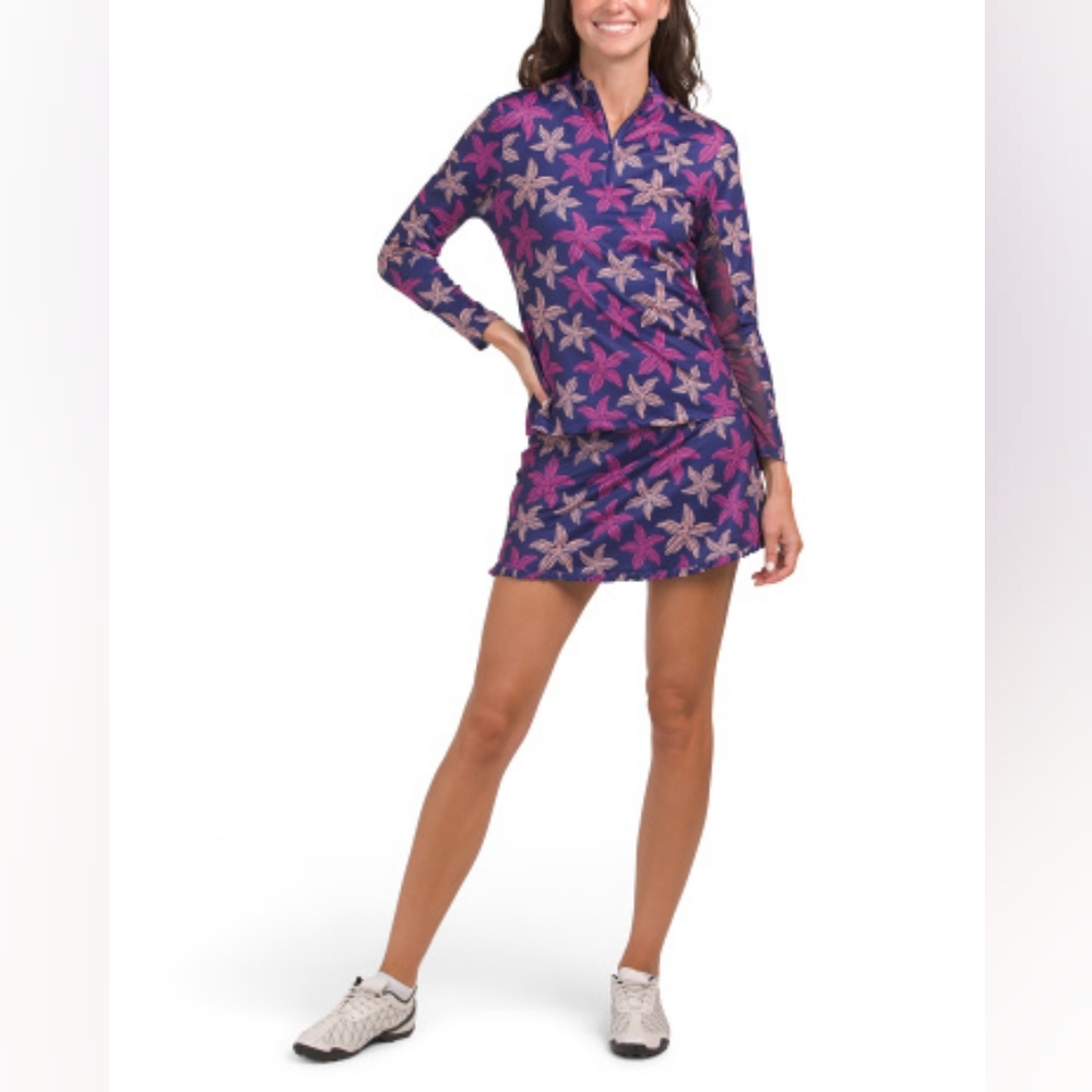 X by Gottex | Starfish Print Golf / Tennis Long Sleeve Top
